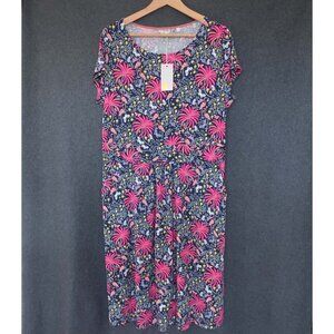 NWT Boden 14R Amelie Navy Tropical Charm Flamingo Butterfly Floral Jersey Dress